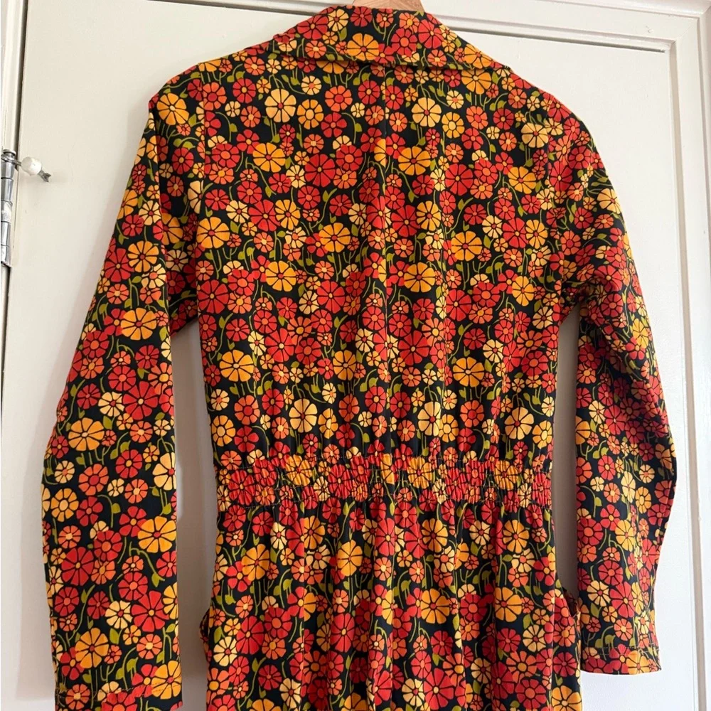 Floral Zip-Front Jumpsuit in Orange & Yellow - Picture 5 of 10